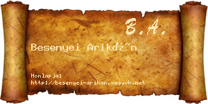Besenyei Arikán névjegykártya
